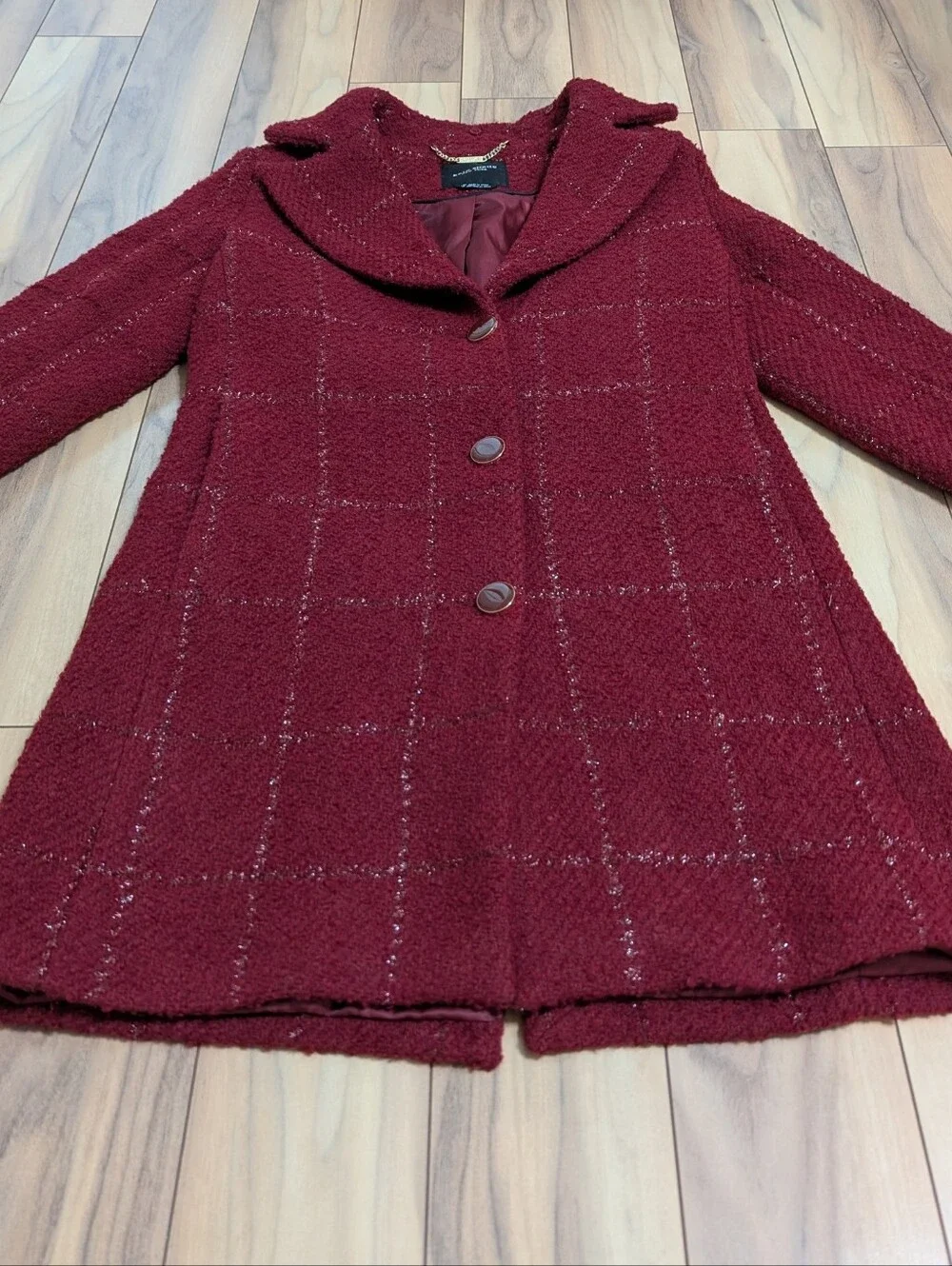 EUC! Kate Spade New York Wool Pea Coat In Dark Red Size XS - Picture 2 of 16